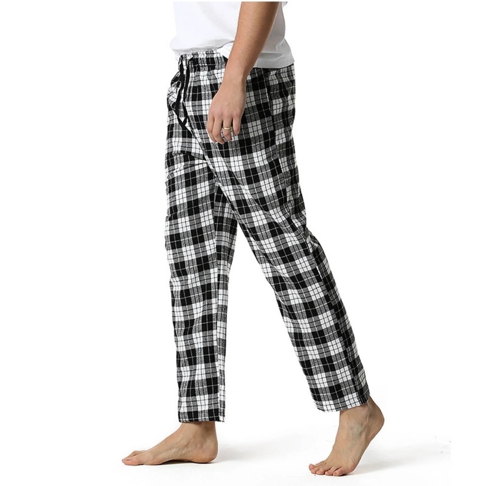 Old Navy Men’s Plaid Flannel Lounge Pants – Black & White, Size M